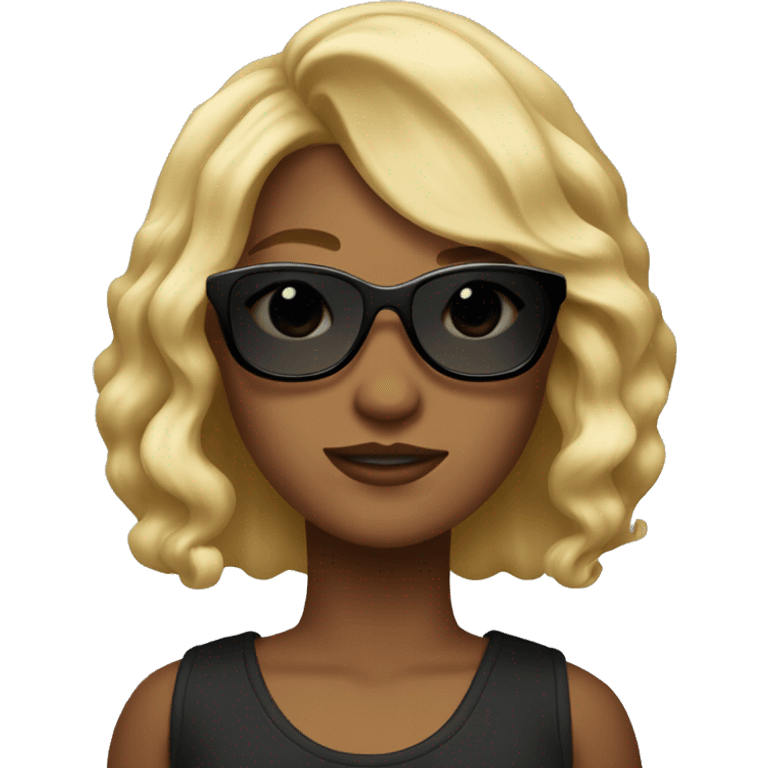 Girl with a blondy wavy bob and sunglasses that pretends to be gangsta  emoji