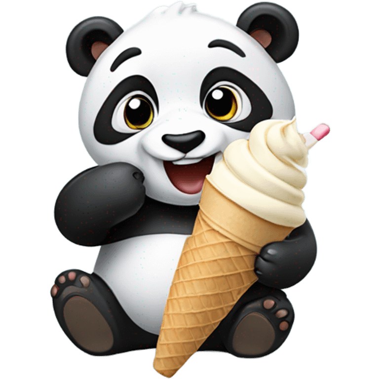 Panda eating ice cream emoji