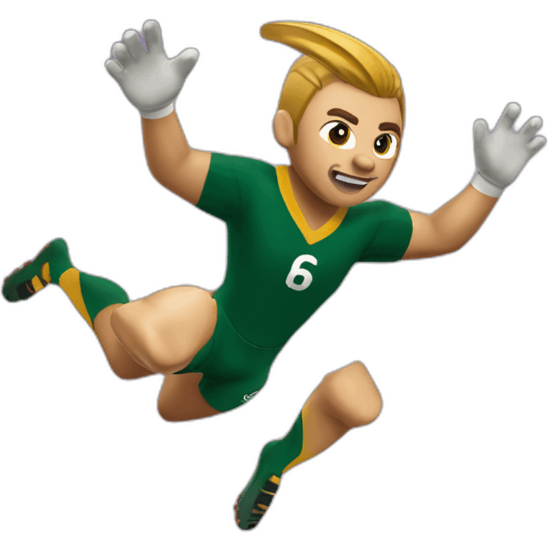 Springbok South African rugby player diving midair scoring a try emoji