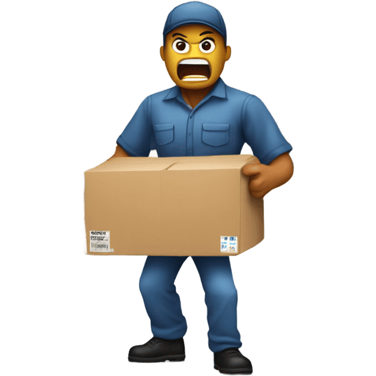 Angry warehouse worker kicking a box  emoji