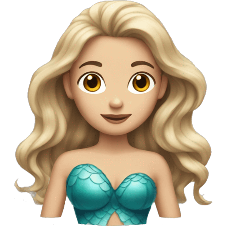 Mermaid with brown hair and blonde streaks  emoji