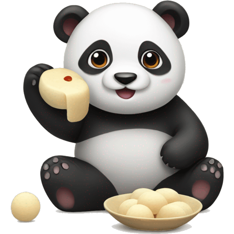 Panda eating mochi emoji