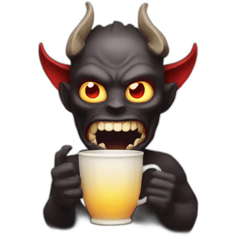 Demon with cup in hand emoji