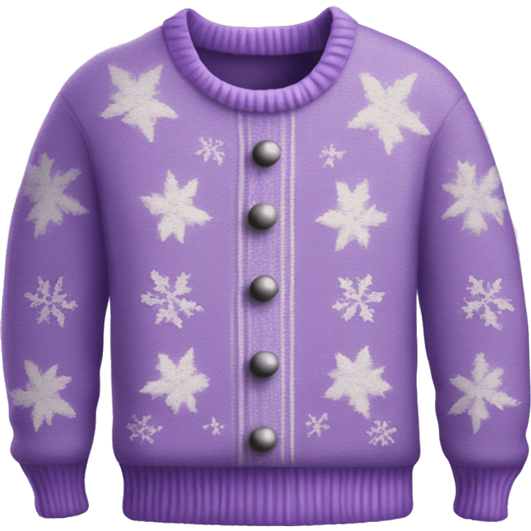 Realistic isolated lilac ugly Christmas sweater. emoji