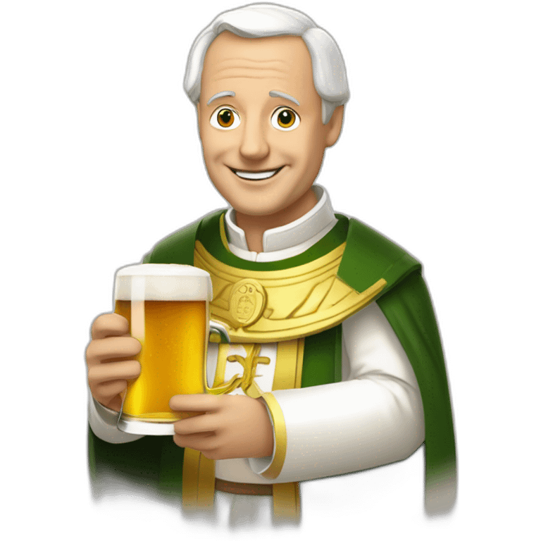 Éric zemour qui boi une bière avec le pape emoji