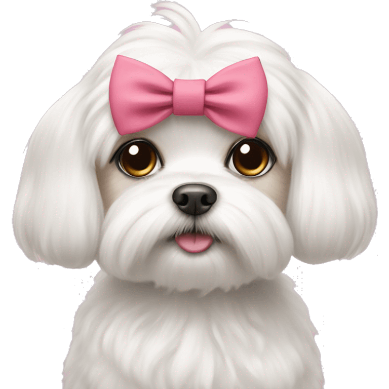 maltese with cute eyelashes and a bow emoji