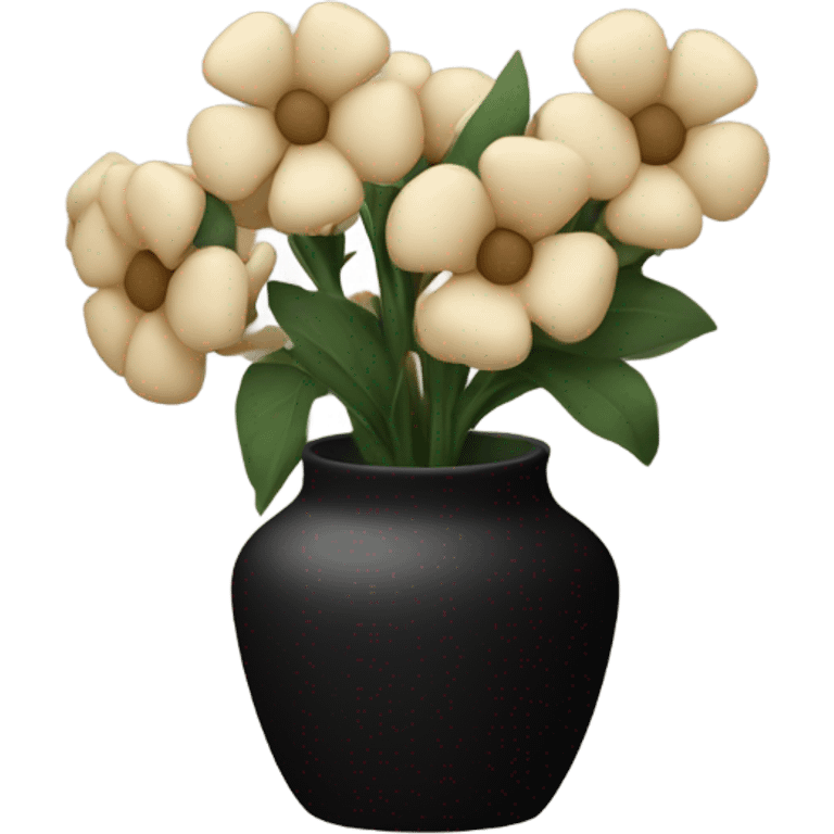 beige flowers in black vase emoji