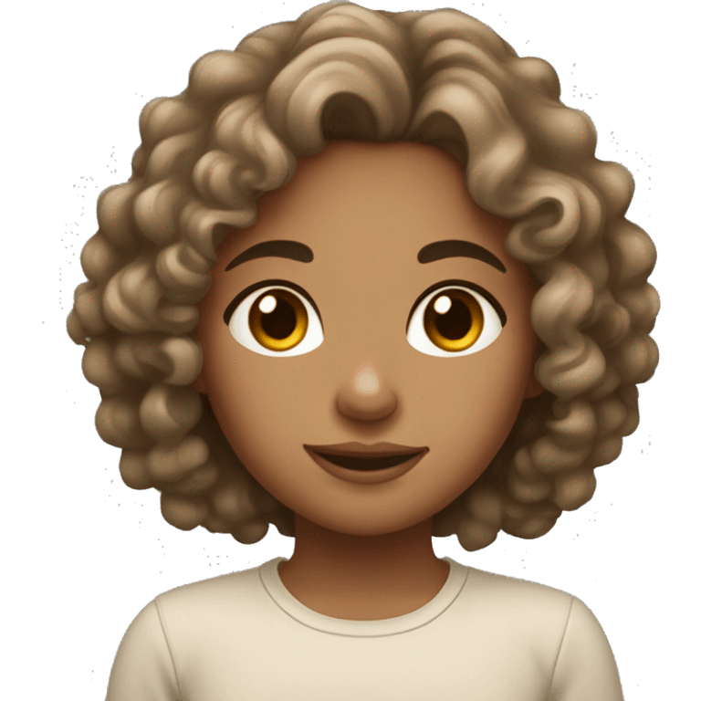 Girl with curly hair and tan skin neutral undertone emoji