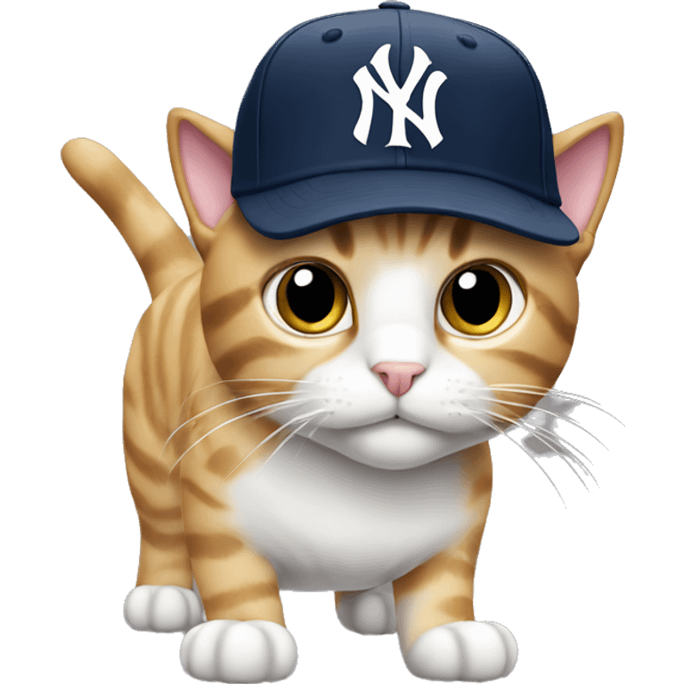 cat with New York Yankees cap emoji