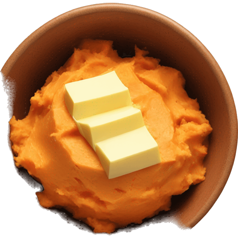 mashed sweet potatoes in a bowl with butter on top emoji