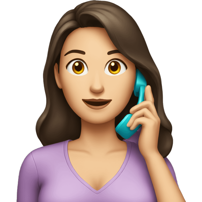 brunette woman calling on cell phone emoji