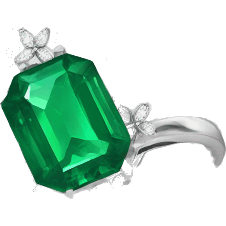 Dainty emerald ring with flowers diamonds  emoji