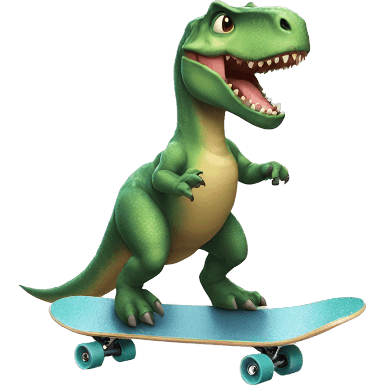 dinosaur riding skateboard emoji