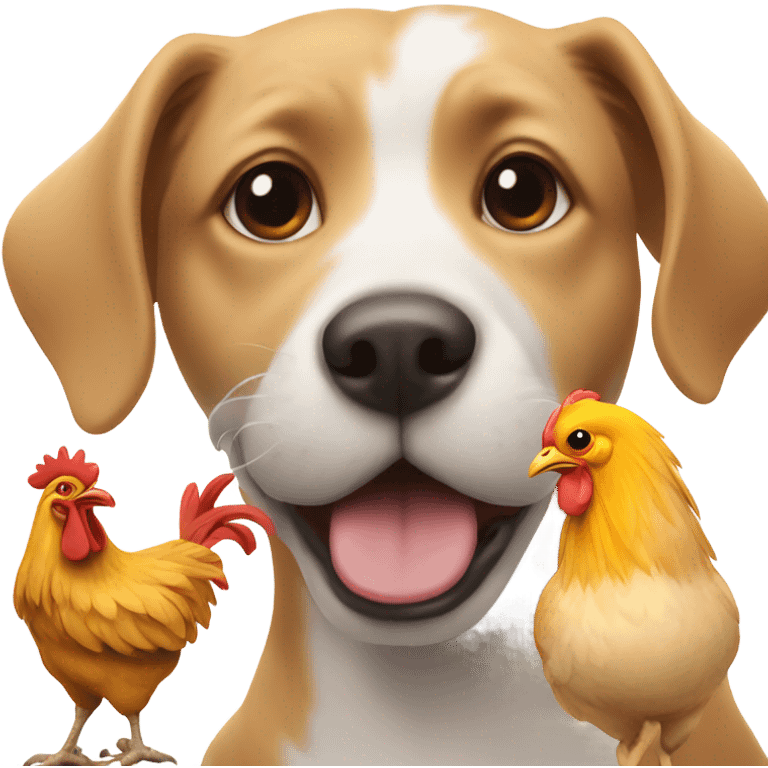 Dog with chicken emoji