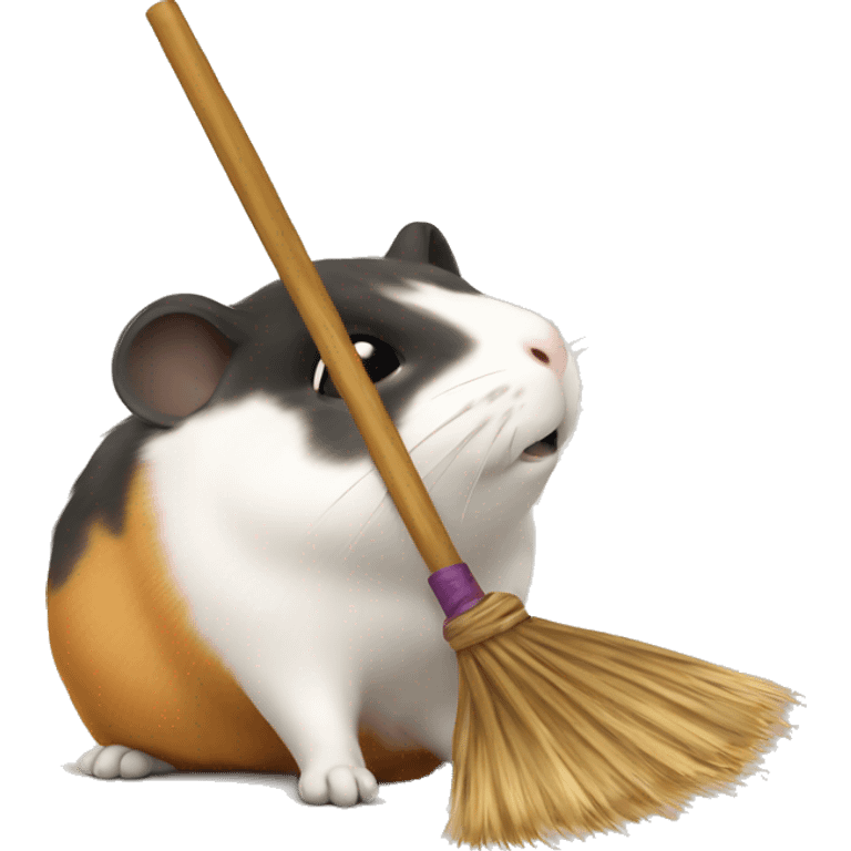 Cavia om a broom emoji