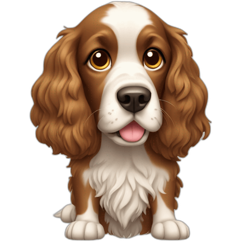 Spaniel segurando bola de tênis na boca emoji