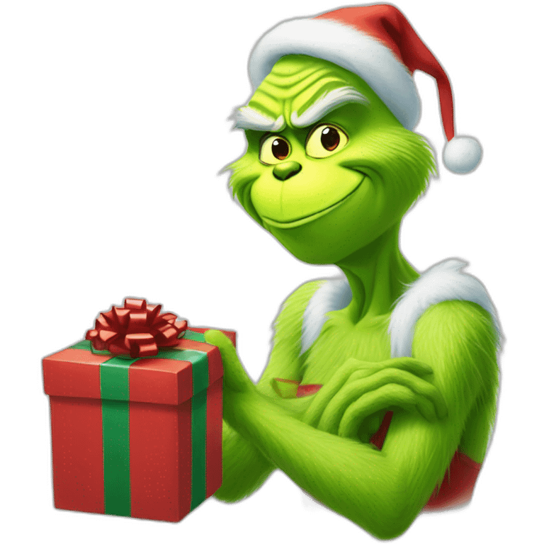 Grinch with a gifts emoji