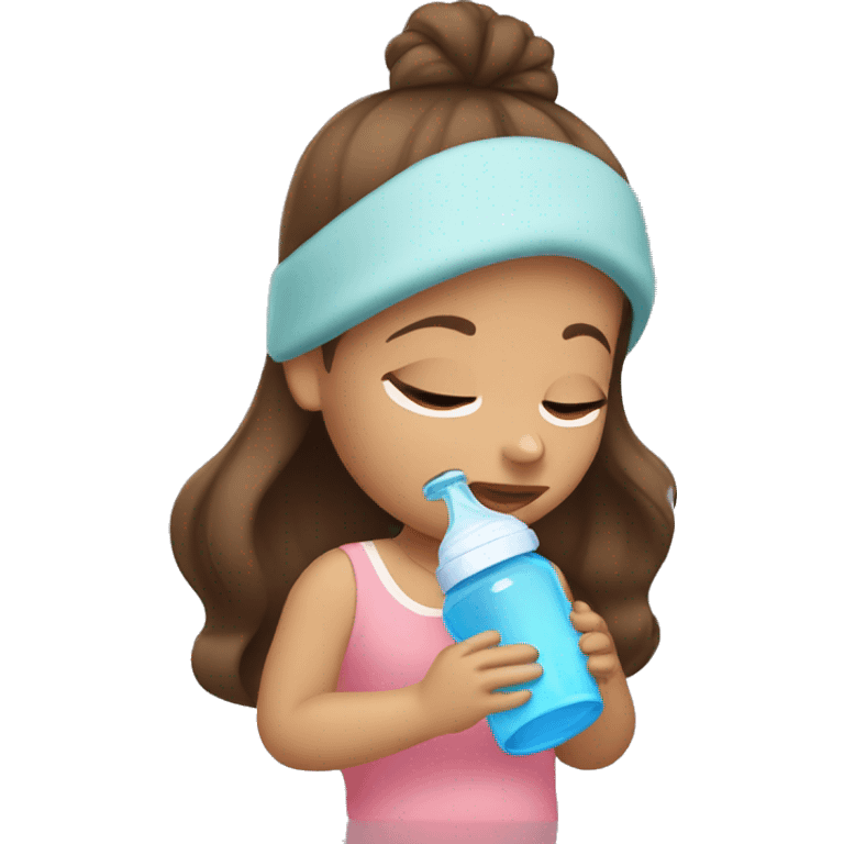 brown hair girl drinking from a baby bottle emoji