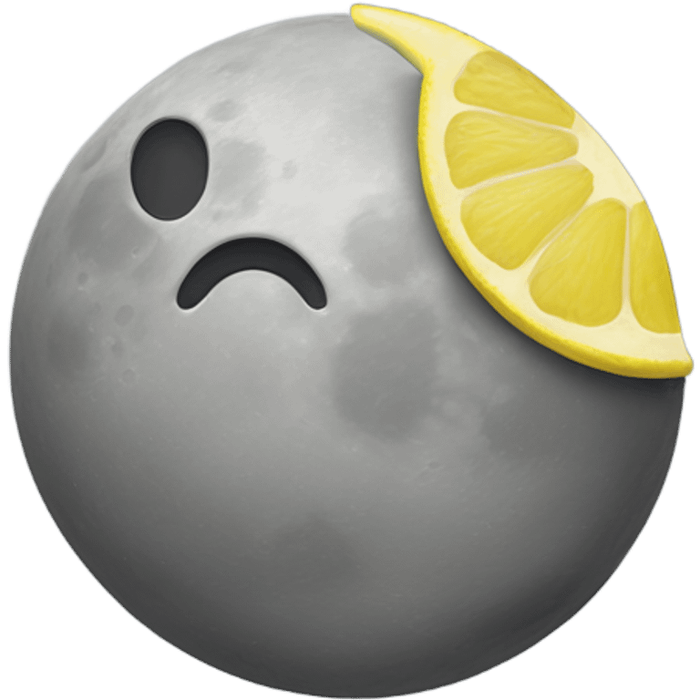 moon grey and full, with a lemon turning around the moon emoji