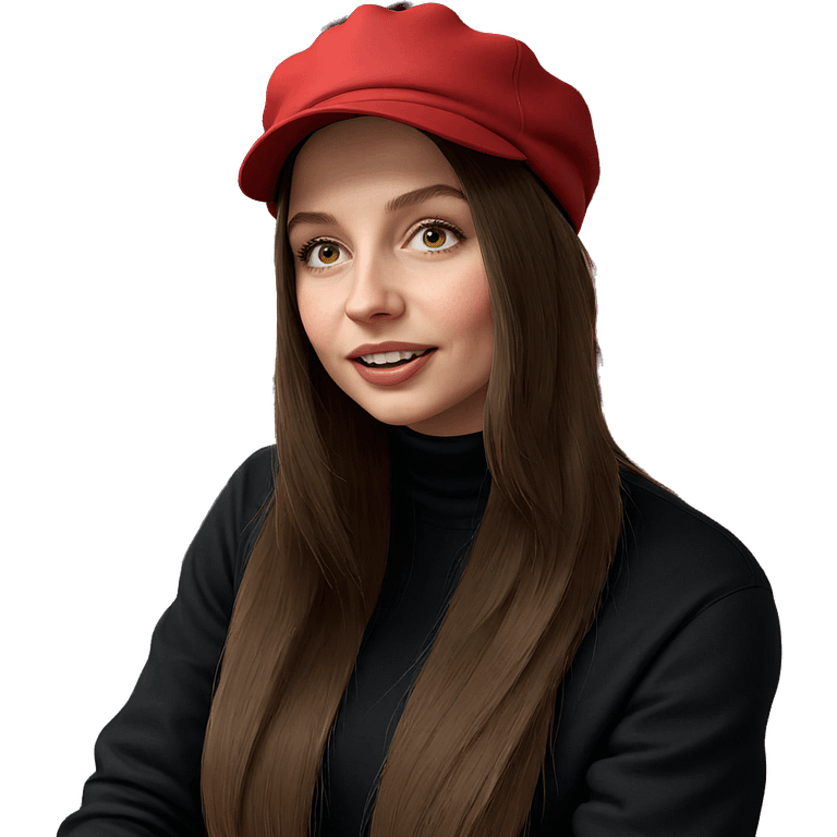 girl with brown hair wearing hat emoji