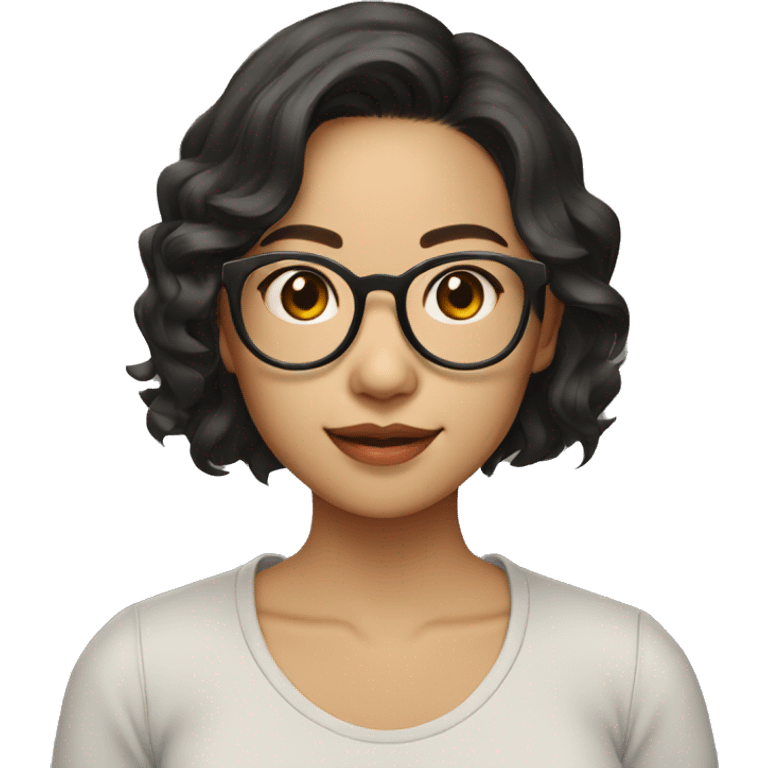 Southeast asian girl wearing glasses short wavy hair emoji