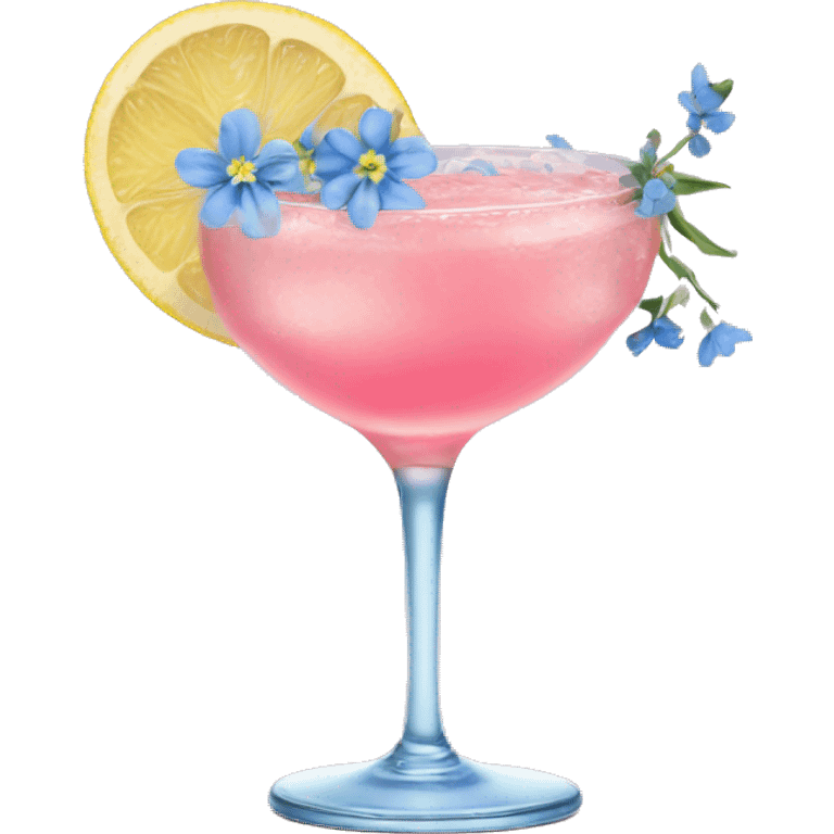 pink lemon cocktail with blue small flowers  emoji