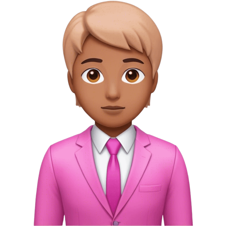 3d office worker in intensive pink color suit emoji