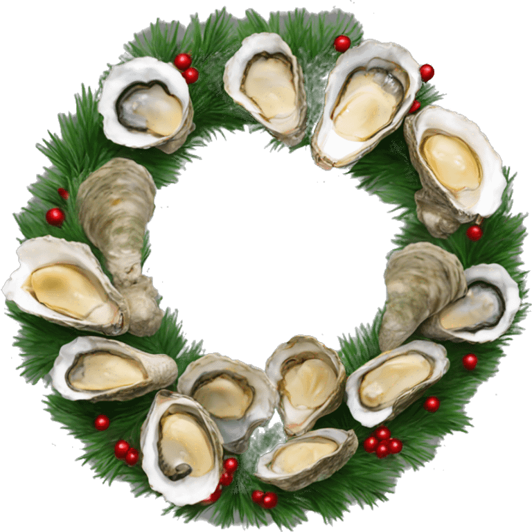 Christmas wreath with oysters emoji