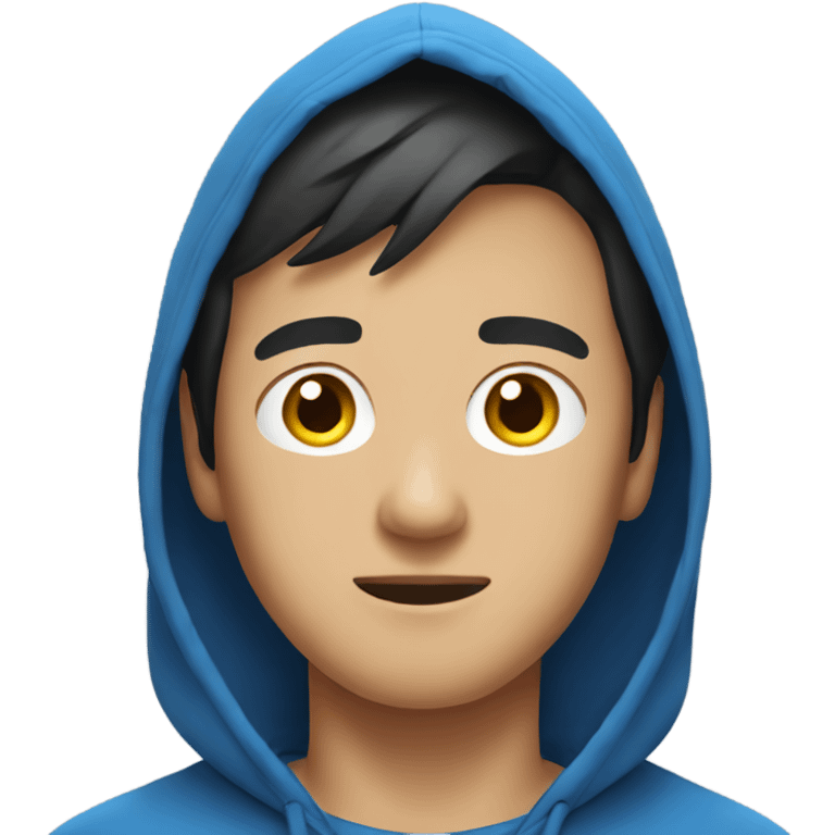 Asian guy wearing blue hoodie emoji