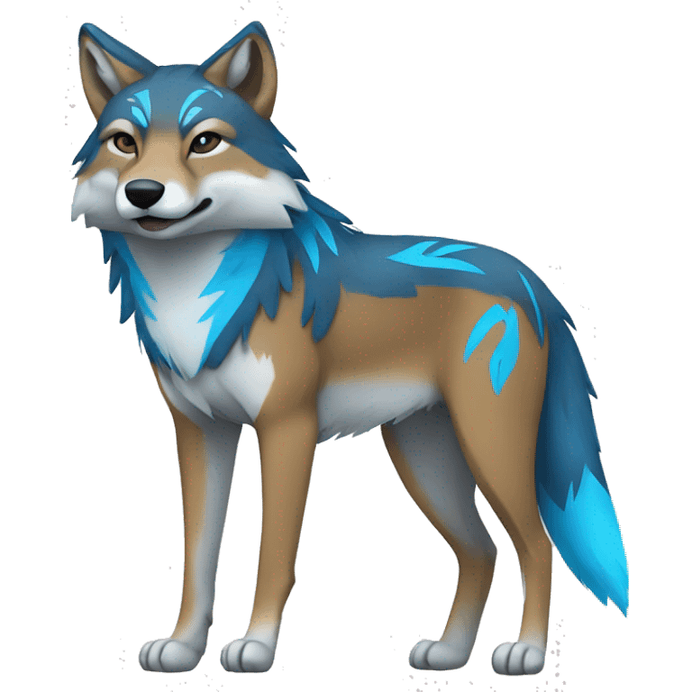 Coywolf With Blue Tribal Markings Full Body emoji