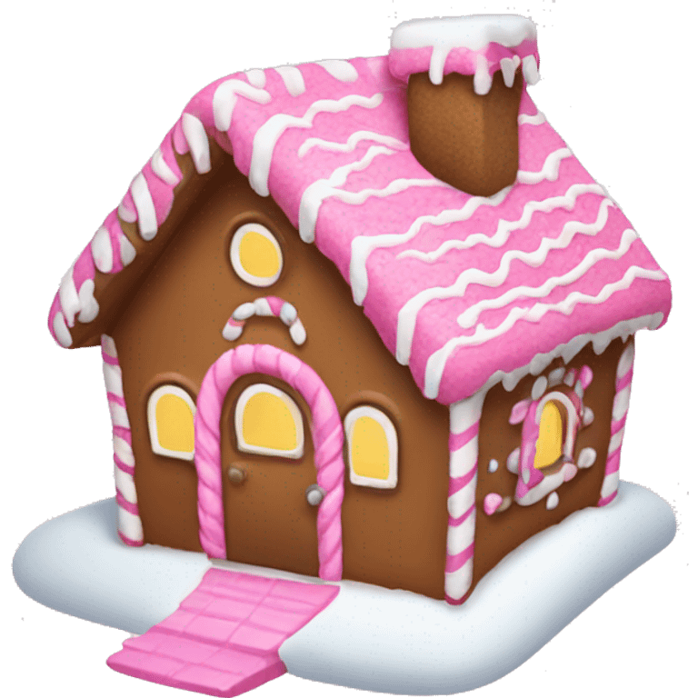 A pink gingerbread house emoji