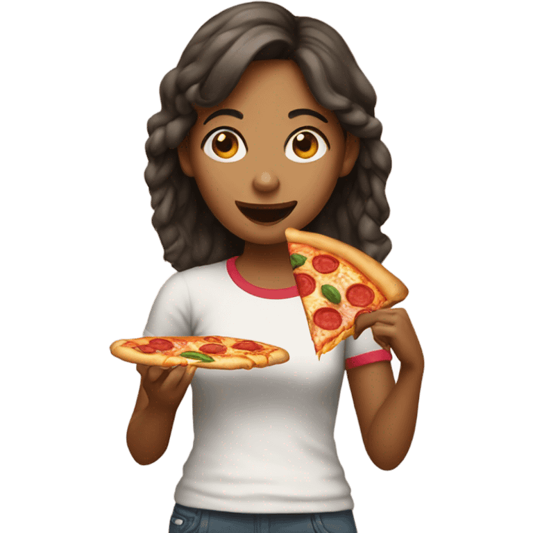 Girl eating pizza emoji