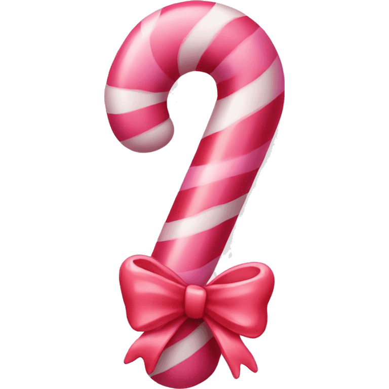 Pink candy cane with a bow  emoji