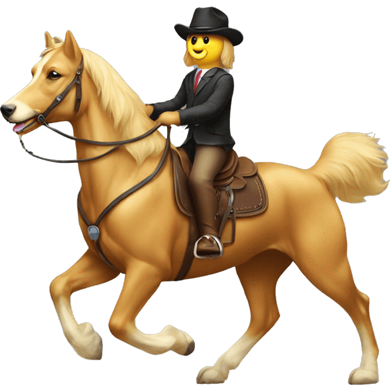 Golden retriever riding a horse emoji