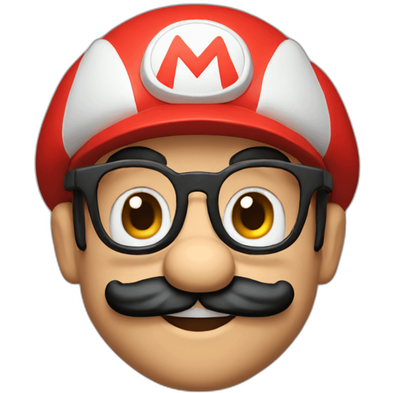 Super Mario in red cap with glasses and black beard emoji