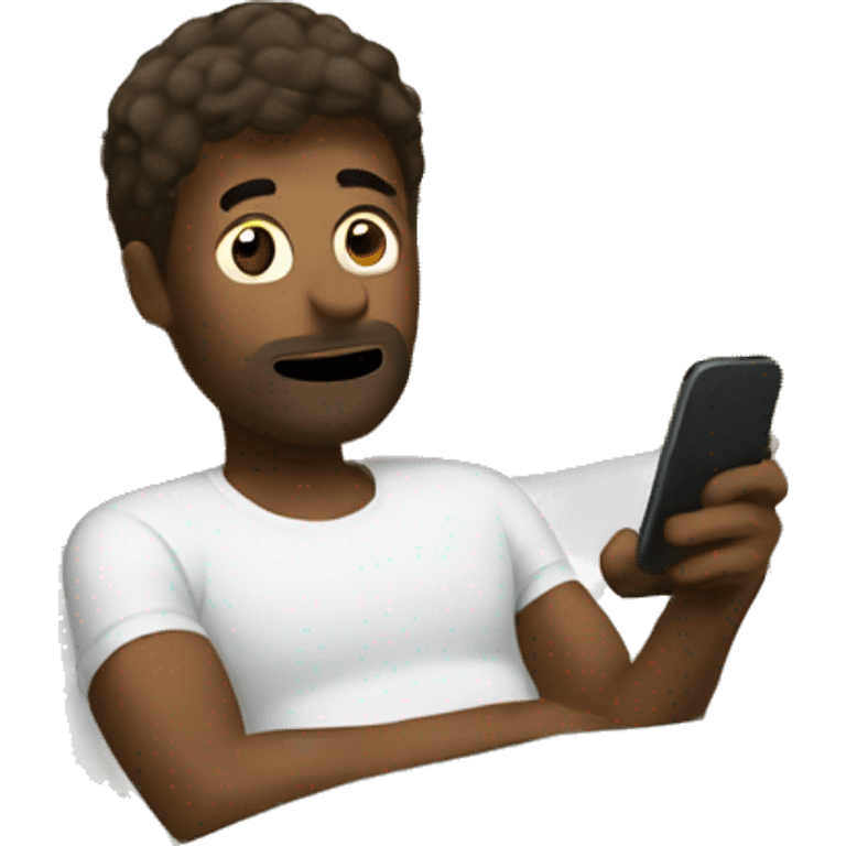 guy laying in bed on phone emoji