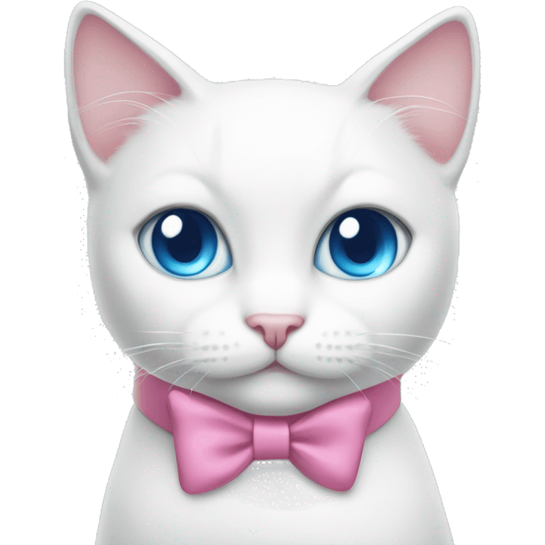 White cat pink bow blue eyes  emoji