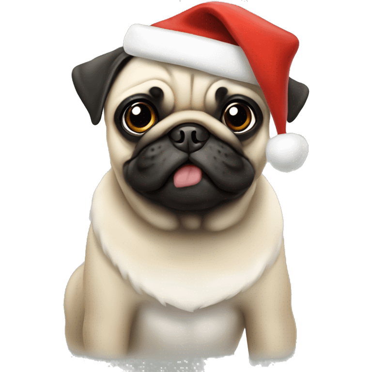 Pug with a santa cap emoji