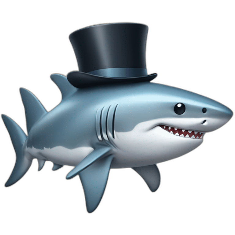 Shark with a top hat emoji