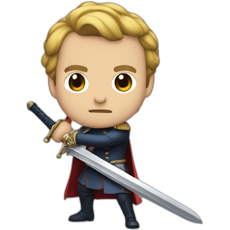 Macron who strikes with the sword emoji