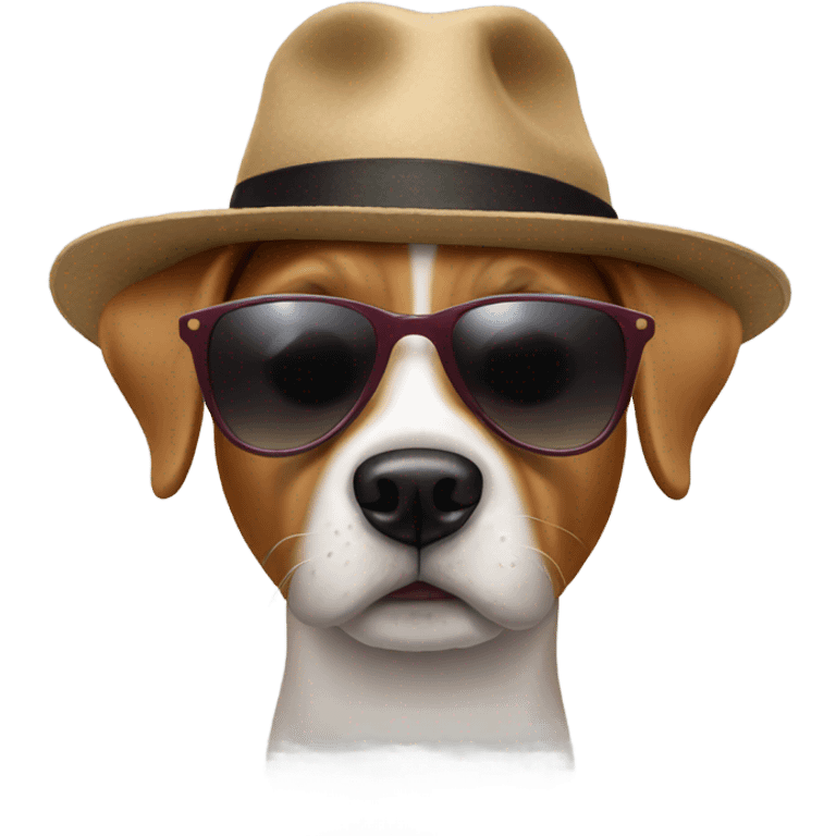 Dog with sunglasses and a hat emoji