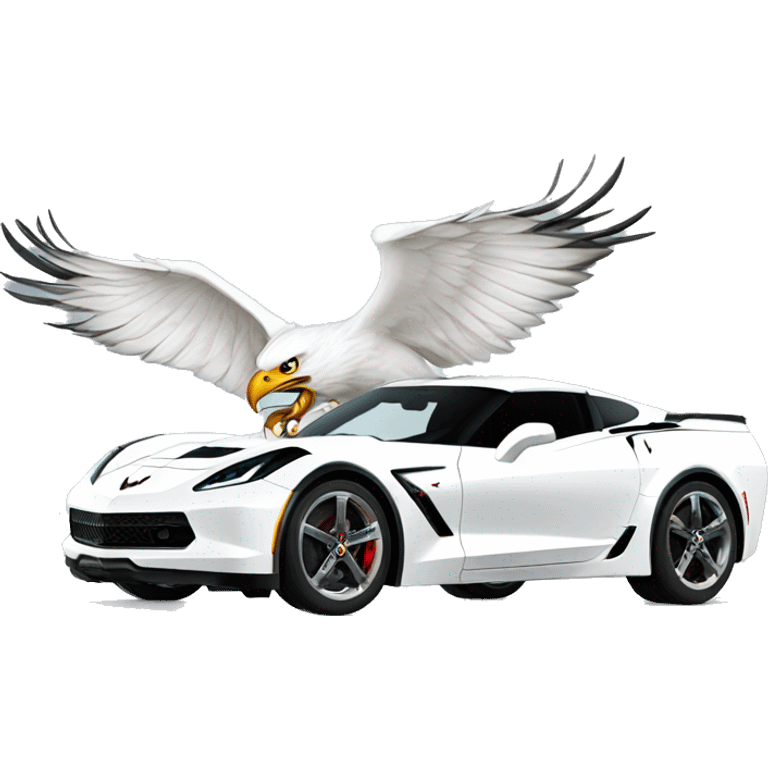 White corvette with eagles  emoji