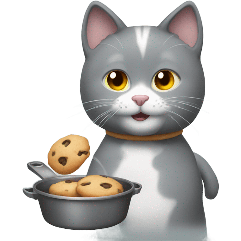 Grey cat baking cookies emoji