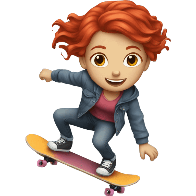 A red hair girl do skateboarding  emoji