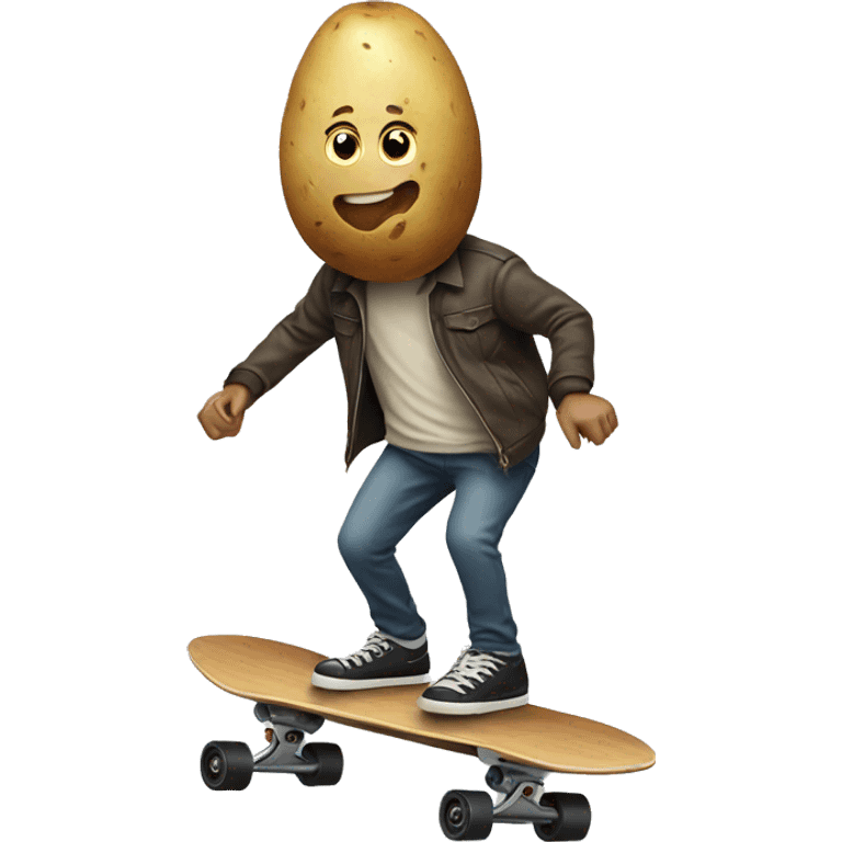 a potato playing skateboard emoji