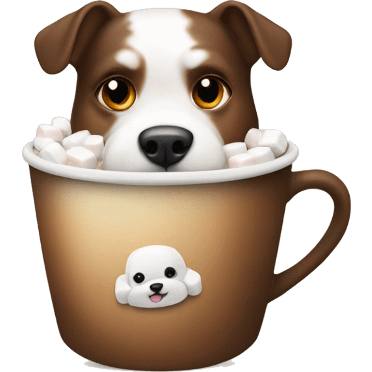 generate coffee in a cup with marshmallows inside and a picture of a dog on the cup emoji