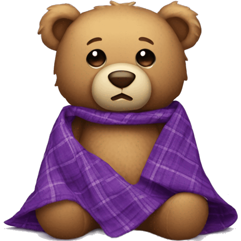 teddy bear with purple plaid blanket emoji