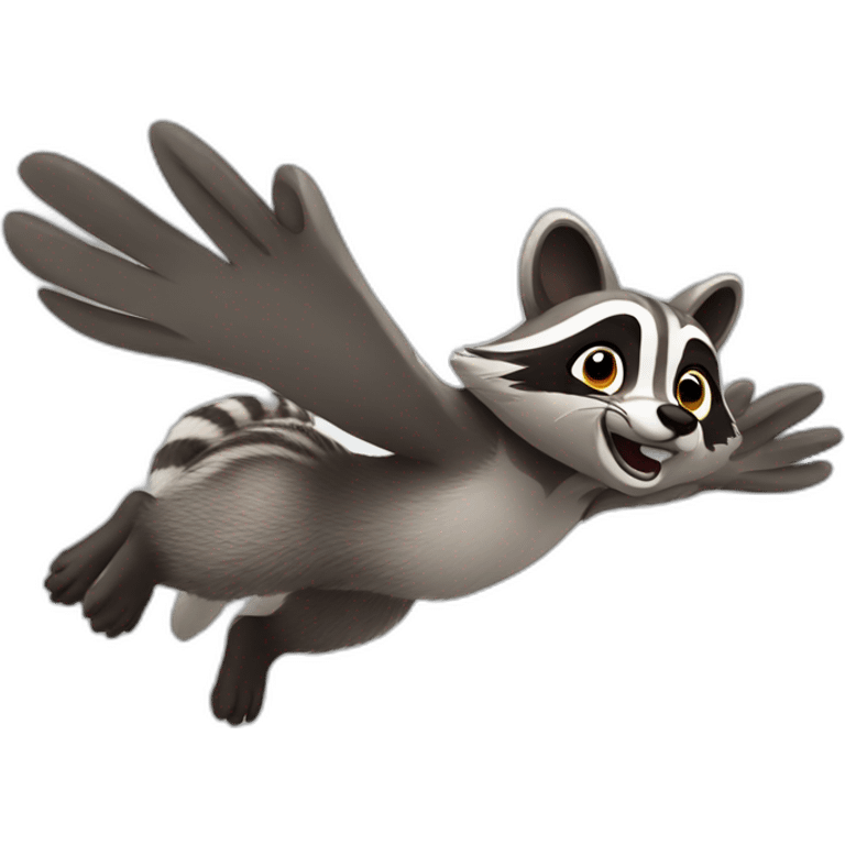 Flying racoon emoji