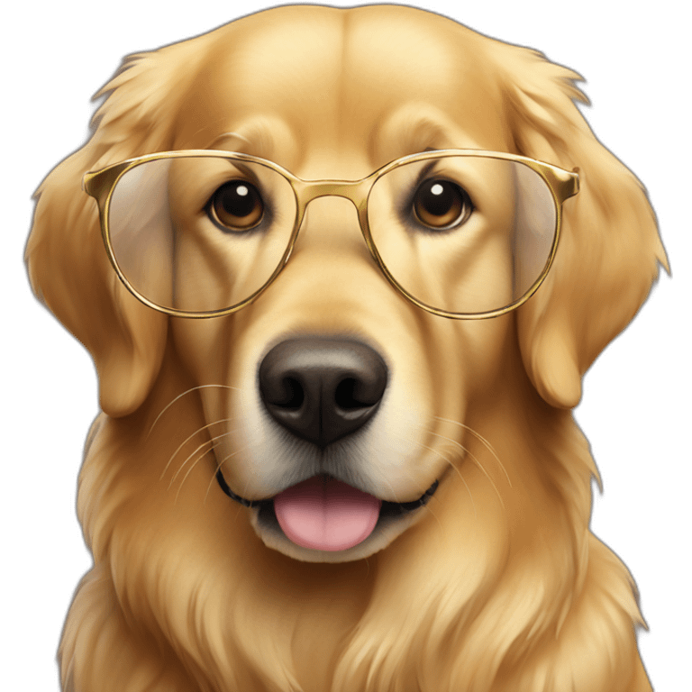 golden retriever wears glass emoji