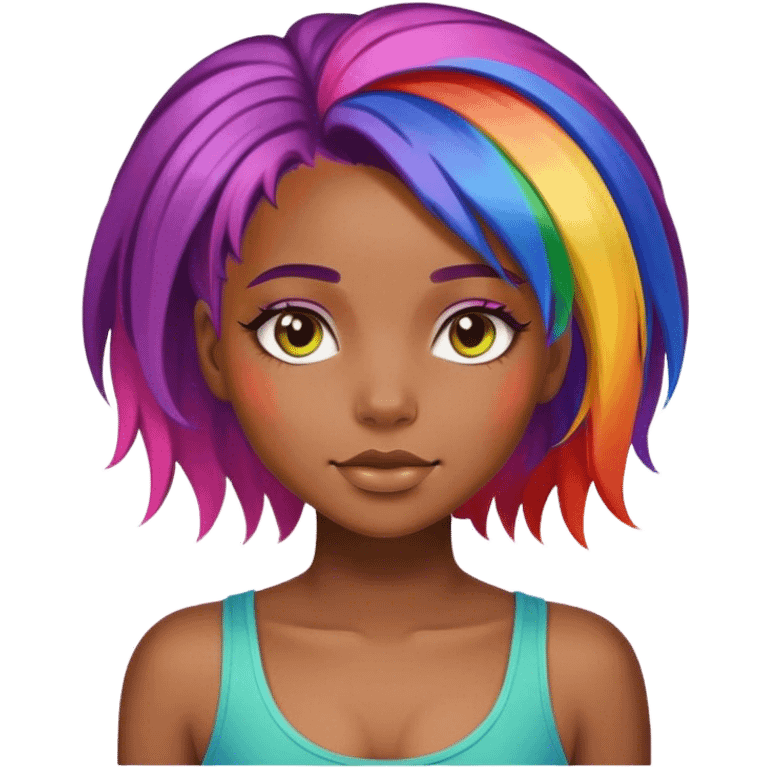 Black girl with rainbow hair emoji